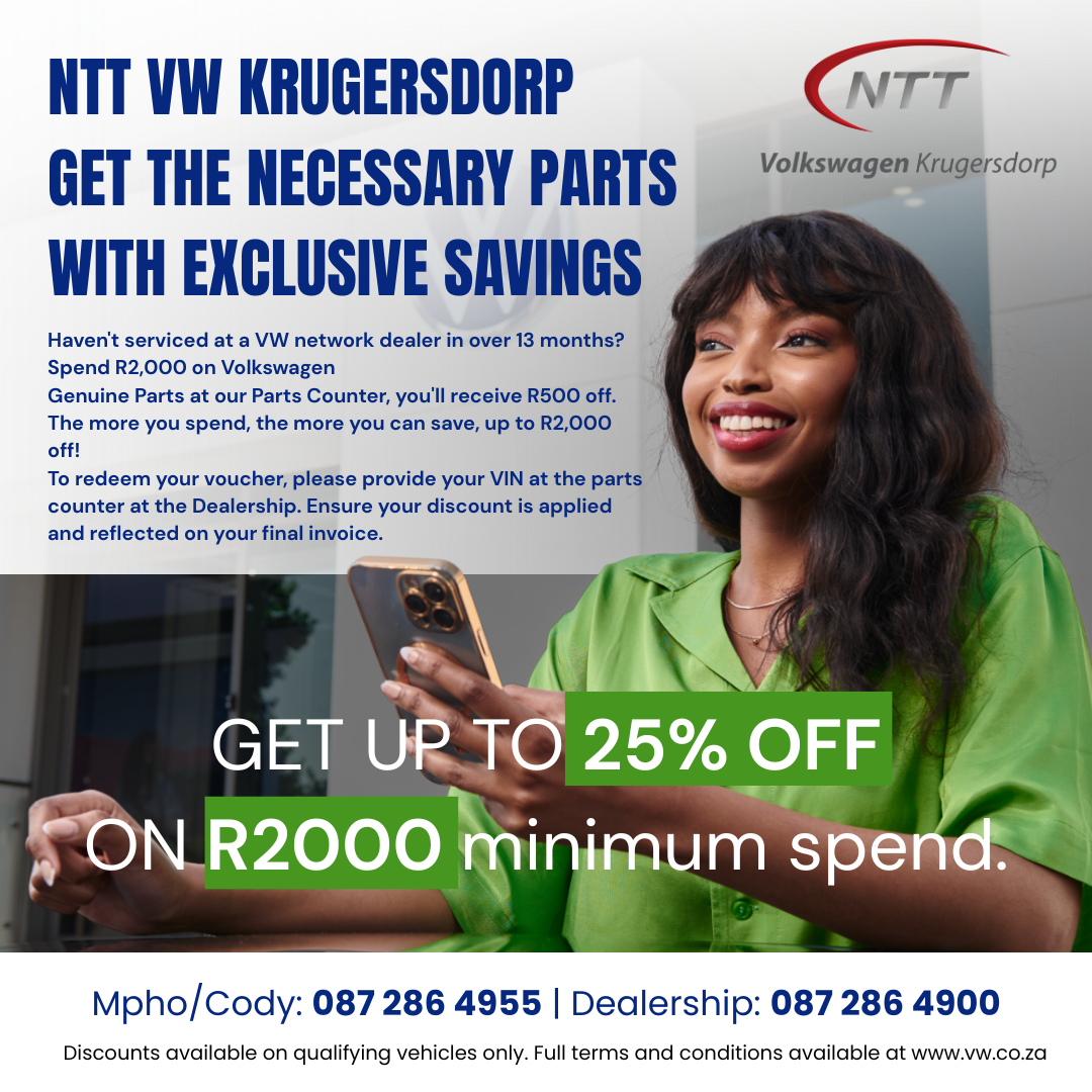 GET UP TO 25% OFF ON R2000 minimum spend. image from NTT Volkswagen